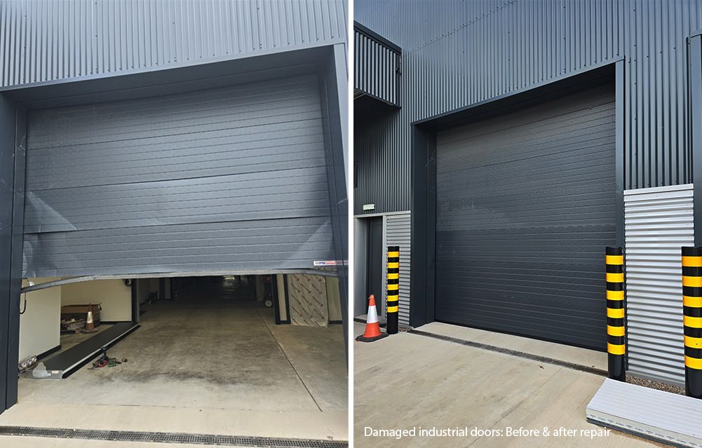 Damaged industrial doors: Before & after repair