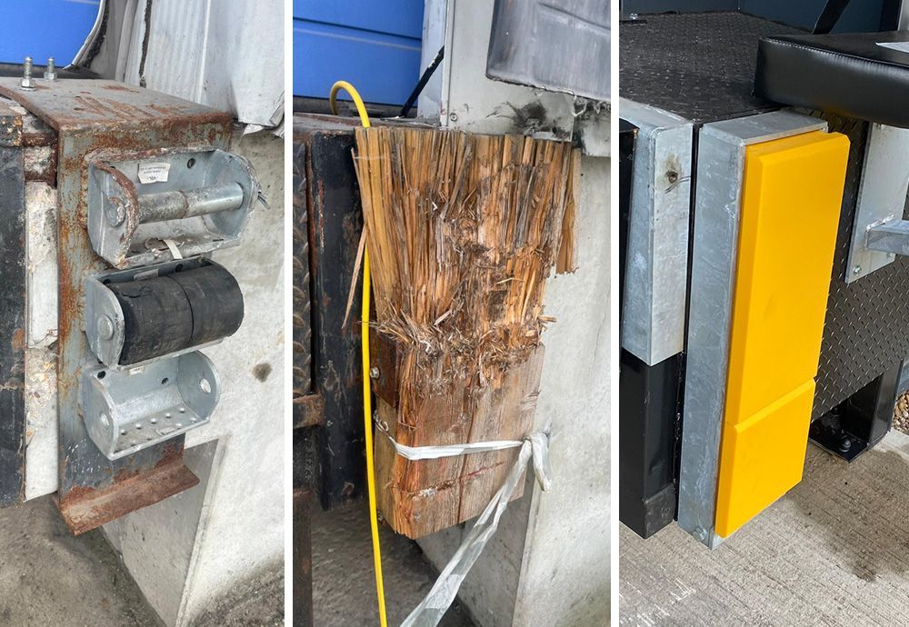 Dock bumper repair and maintenance